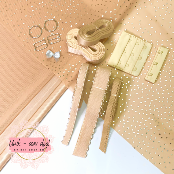 BH sett | beige glittermesh | Sy din egen bh
