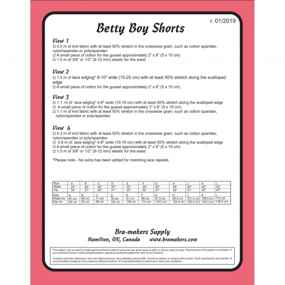 Betty boy shorts mønster - PinUp Girl
