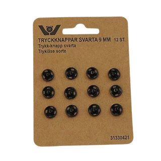 Trykknapp 9 mm - sort