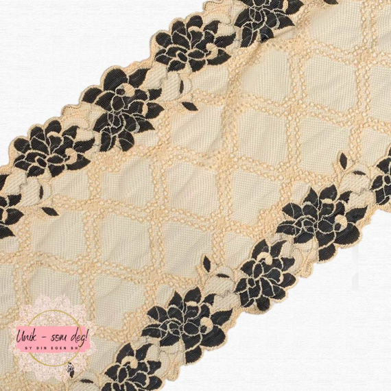 Blonde 21 cm - beige med koksgrå blomster