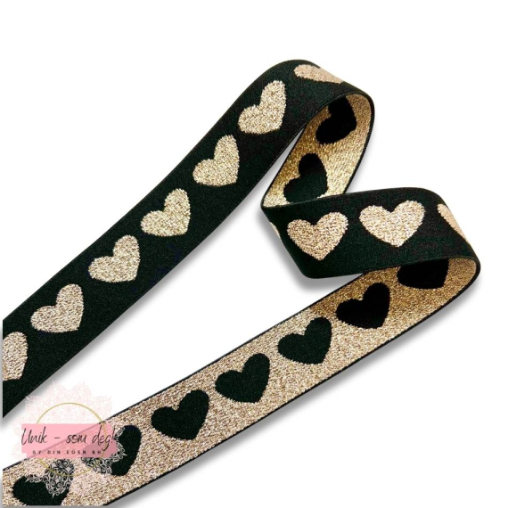 Linnings strikk 25mm LOVE | sort og hvit