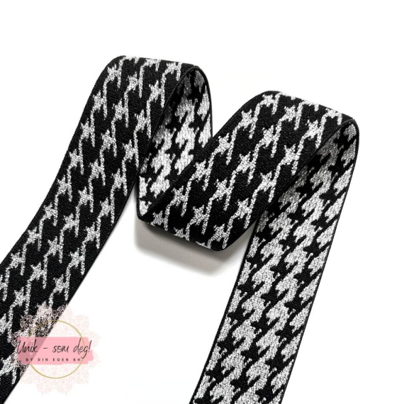 Linnings strikk 25mm LOVE | sort og hvit
