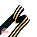 Linnings strikk 25 mm - gull og sort striper