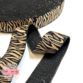 Linnings strikk 40 mm - zebra gull/brun striper