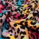 Mønstret french terry bomull - Leopard rosatoner