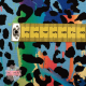 Mønstret french terry bomull - Leopard blåtoner