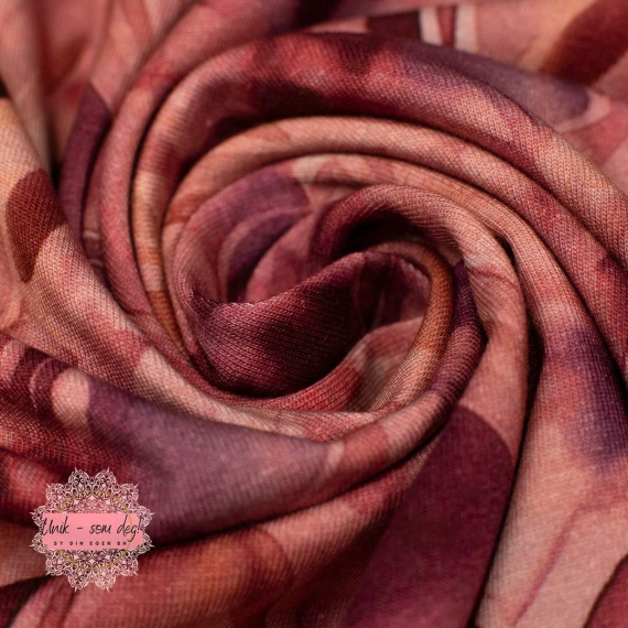 Mønstret bomull jersey - rosa og burgunder toner