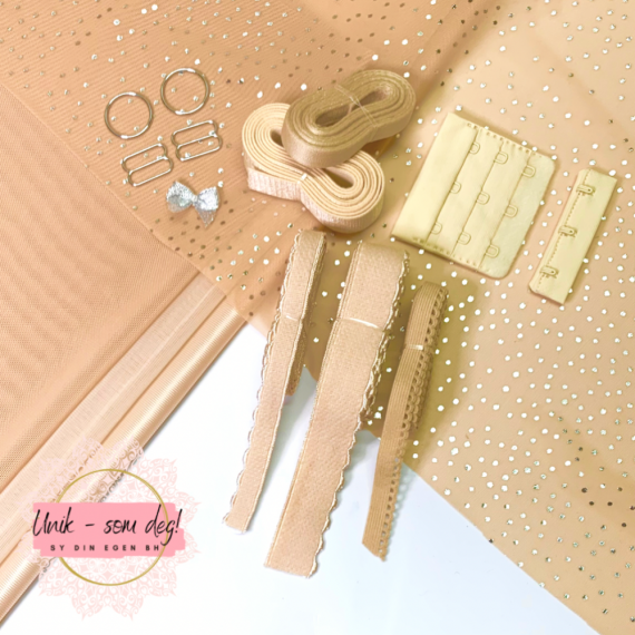 BH sett | beige glittermesh | Sy din egen bh