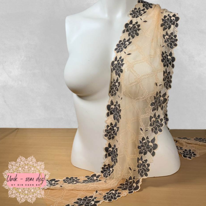 Blonde 21 cm - beige med koksgrå blomster