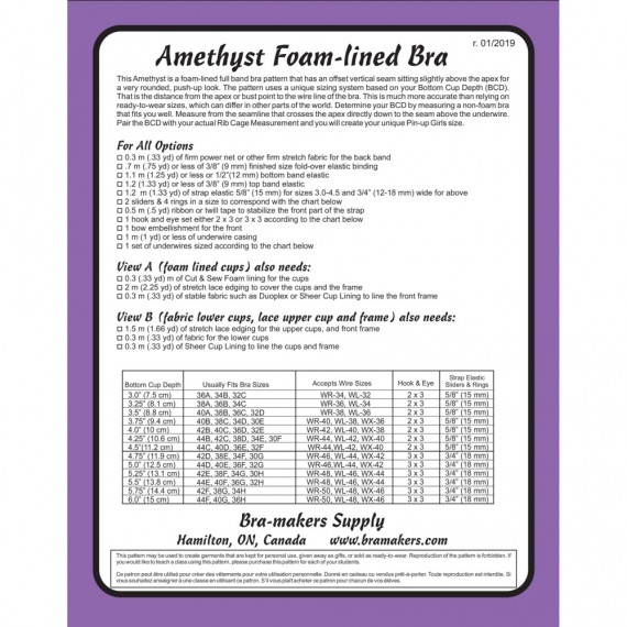 Amethyst BH mønster - Sy vattert BH / polstret BH