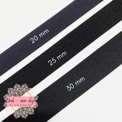 Plysh strikk til boxer | 20 mm | sort og hvit